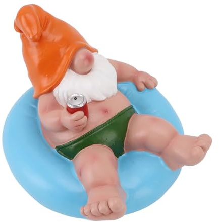 CHICIRIS Gartenzwergstatue, Schwimmzwergfigur Am Pool, Ruhige Rasenstatue, Lustige Outdoor-Dekoration, Einzigartig für Gartenliebhaber, Pool, Terrasse, Lustige Sommerdekoration (Blue)