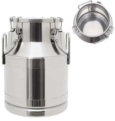 Mqwdxzfes Jarra de leche de acero inoxidable de 10 litros con tapa, hermética con tapa y asas, recipiente para leche, jarra de transporte, cubo sellado para líquidos, aceite, arroz, queso