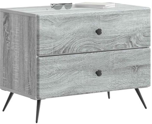 vidaXL Nachttisch Graues Sonoma 62 x 34,5 x 47,5 cm Holzwerkstoff, Wohnzimmer, rechteckiger Tisch, modernes Design, viel Stauraum, minimaler Stand, Smarter Raumlösungsakzent