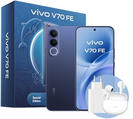 vivo V70 FE 5G|8GB+256GB|ZEISS Kamera| inkl. 90W Schnellladegerät & TWS 3e | 200 MP OIS Ultra-Clear Hauptkamera|90W FlashCharge|5.250 mAh BlueVolt Akku|1,5K AMOLED Display mit 120 Hz| IP68+IP69