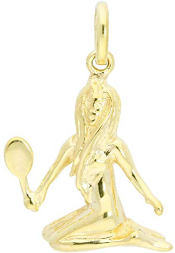 My Gold Damen Herren Kinder Sternzeichen Anhänger Jungfrau Gold 585 Echtes Gelbgold (14 Karat) Mini 18mm x 9mm Klein (Ohne Kette) Majestico A-06006-G401-Jun