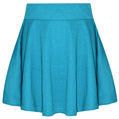 A2Z 4 Kids Girls Plain Skater Skirt Camouflage for School Trendy Soft Feel - Plain Skater Skirt Sea Green 7-8