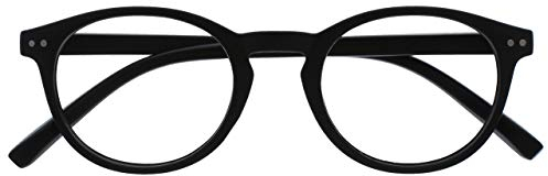 OPULIZE Zen Lesebrille Kleine Runde Rahmen Federscharniere Kratzfest Matt Schwarz Herren Damen R24-1 +1.50