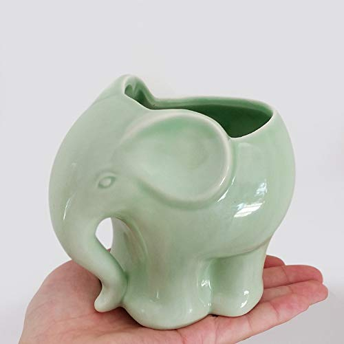 Ganeep Ceramic Elephant Pencil Holder Pen Holder Plant Pot, Pen Container/Pencil Cup/Brush Organiser/Remote Control Holder/Desk Tidy Organizer Decor Ornaments, Best Gift for Friends Students