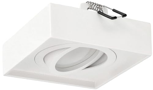 EDO Faretto da Soffitto PALLAD 1 MINI Apparecchio a Plafone Plafoniera Bianca Spot Alluminio Lampada Quadrato Lampada da Soffitto Incasso Orientabile Faretto a Plafone GU10 Soggiorno Cucina