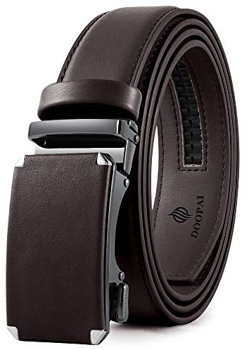 DOOPAI Automatik Gürtel Herren Braun, Ratsche Gürtel Herren Automatik, AutomatikGürtel für Männer 115cm