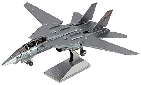 Fascinations MMS458 Metal Earth Metallbausätze - Kampfflugzeug Grumman F-14 Tomcat, lasergeschnittener 3D-Konstruktionsbausatz, 3D Metall Puzzle, DIY Modellbausatz mit 2 Metallplatinen, ab 14 Jahre