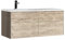 StoneArt Badmöbel Set mit Mineralguss Waschbecken und Unterschrank Waschtisch als Einzel- oder Doppelwaschbecken mit Unterschrank ohne Armaturen Venice VE-1210-II Eiche hell 120cm links