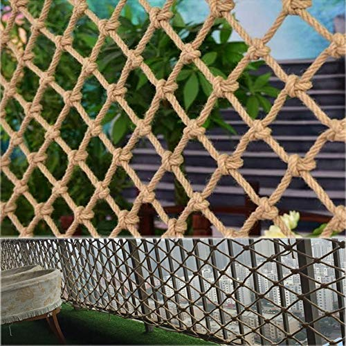 Hanfseilnetz Balkonschutznetz, Dekoratives Jute-Hanf-Netz, Absturzsicherung Sicherheitsnetz Dekorative Trennwand Netz Vogel Hanfseil-Klettertreppe Handlaufnetze (6 Mm Seil 10 Cm Loch) Gartenzaun Dekor
