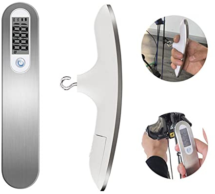 QOTSTEOS Digitale Bogenwaage, 110lbs BogenschieObject223;en Recurve Bozenwaage mit LCD-Display, Edelstahl Bogen Pfund Waage Jagd-g Waage Gep228(Silber)
