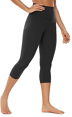CRZ YOGA Butterluxe Damen High Waist 3/4 Leggings Capri Blickdicht Sport Yoga Fitness Sommer Sporthose - 48cm Schwarz 38