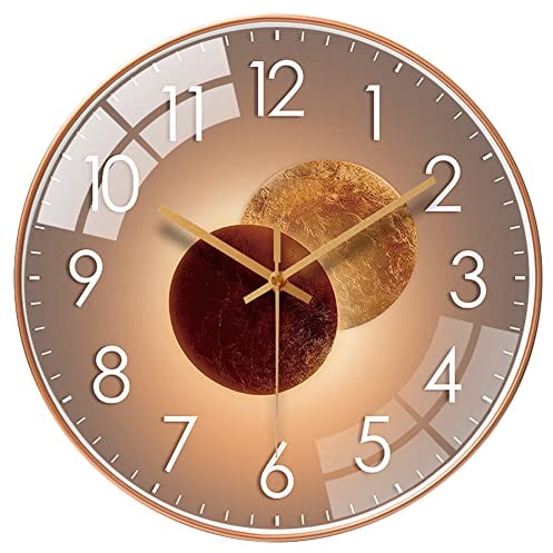 ALEENFOON 12 Inch Round Non-ticking Wall Clock, Large Number Modern Quartz Battery Operated Silent Wall Clocks For Home Living Room Office Kitchen School (Venus Gold)