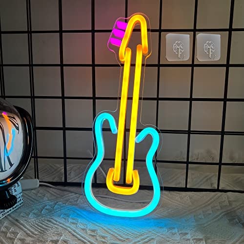 Neonschild in Gitarrenform, Attivolife Beste LED-Neonlampe aus Acryl mit USB für Kunstwand im Schlafzimmer Musikstudio Weihnachten Hochzeit Party Gitarrenliebhaber Heimdekorationsgeschenke