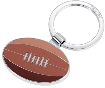 TROIKA Porte-clés Rugby Ball - RUGBY - Sport Football Ballsport Fitness - Porte-clés sport, métal coulé de haute qualité, émail véritable - porte-clés inclus - chromé Original