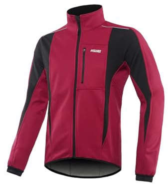 ARSUXEO Herren Radjacke wasserdicht winddicht Winter Thermal Atmungsaktiv Fahrradbekleidung 15K Dunkelrot XL