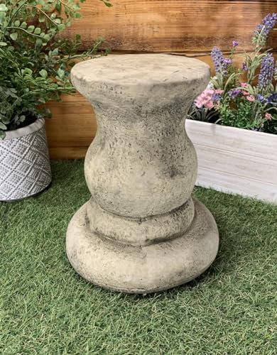 STONE GARDEN SMALL ROUND SOLID PLINTH COLUMN PEDESTAL ORNAMENT
