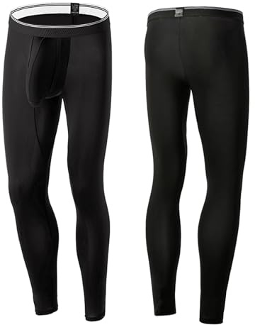 inhzoy Herren Eisseide Leggings Sport Unterhose Lang Mit Bulge Pouch Männer Sport Strumpfhose Baselayer Schlafhose