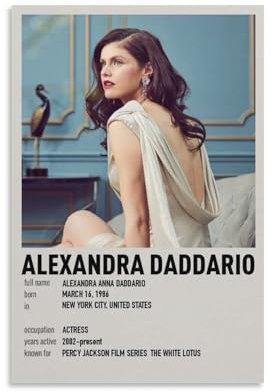 TULAOJI Alexandra Daddario Poster, Bilddruck, moderne Dekoration für Zuhause, Schlafzimmer, ungerahmt, 60 x 90 cm