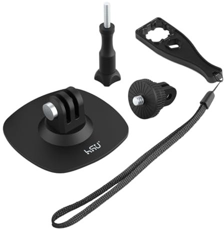 HSU Adhesive Mount for Go Pro, Flexible Helmet Mounts for Insta360, Stick Accessories Kit for Action Cameras(3 in 1)