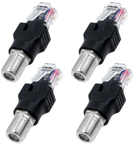 SRLWMYI Lot de 4 convertisseurs coaxiaux RF vers RJ45, connecteur de câble de routeur, connecteur de câble RF femelle vers connecteur RJ45 mâle coaxial pour test de ligne
