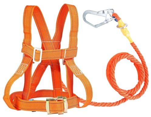 Magicbox Absturzsicherung Sicherheitsgurt [EN 361] | Professioneller Ganzkörper-Auffanggurt Set mit 3M Seil & Stahlkarabiner | Verstellbar 50-120cm für Dachdecker, Industrie, Höhenarbeit