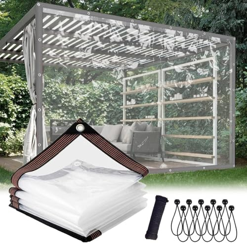Genomskinlig Presenning Vattentät Kraftig Transparent Presenning Camping Utomhus Plastpresenningar Markduk Paviljongöverdrag Clear,2x7m