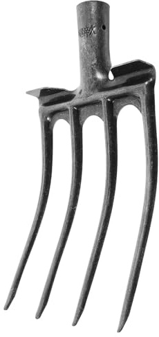 PERSELOSO Fourche à Quatre Dents Outil Facile à Fixer en Acier Argenté pour Ameublir Le Sol et Préparer Champs Jardinage et L’élevage