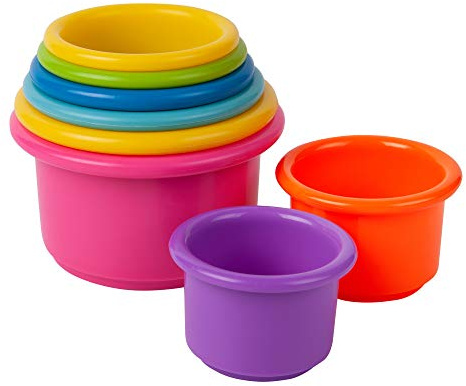 The First Years Stack & Count Stacking Cups - Colorful Baby Stacking Water Toys Set - Stackable Cups for Learning - Baby Bath Toys - Toddler Water Table Toys - 8 Count
