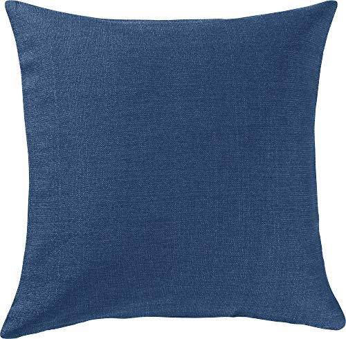 Erwin Müller Deko-Kissenhülle, Kissenbezug Uni, Krefeld Marine Größe 40x40 cm - fleckabweisend, schmutzunempfindlich und leicht zu reinigen, Leinen-Optik (weitere Farben)
