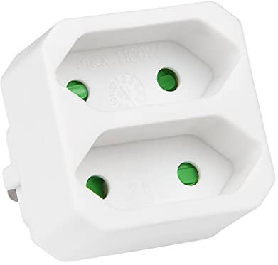 HEITECH 2 Fach Steckdosenadapter - TÜV geprüfte Mehrfachsteckdose ohne Schalter, Belastbarkeit bis max. 1100W - Adapterstecker Mehrfachstecker