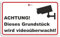 Hinweis-Aufkleber hin133 Achtung! Dieses Grundstück wird videoüberwacht! I Größe 15 x 10 cm I für Fenster Tür I Warnung Vorsicht vor Videoüberwachung