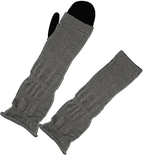 alles-meine.de GmbH Armstulpen - getrennter Daumen - GRAU - 26 cm - Lange Armwärmer/Pulswärmer - Müffchen - Stulpen für Arme - fingerlos - gestrickt - Armstulpe - Strick St..