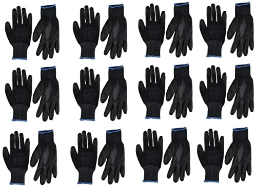AJS workwear LTD Ogrifox Arbeitshandschuhe, schwarz, aus Nylon, PU-Bezug, Gartenarbeiten, die Baustelle und Mechaniker, Rose, 8-medium