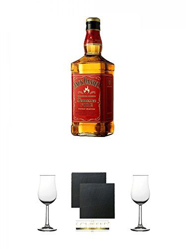 Jack Daniels FIRE 0,7 Liter + 2 Stück Whisky Nosing Gläser mit Eichstrich 2cl und 4cl