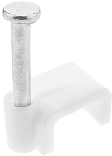 BeMatik - Abrazadera de Clavo para Cable Plano 5x3 mm Paquete de 50 Unidades Blanco