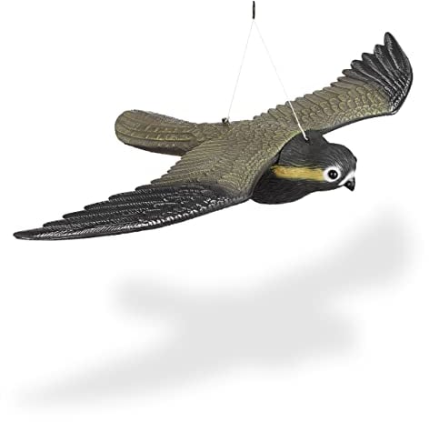 Relaxdays 3X Falchi Spaventapasseri, Volante, Allontana Piccioni, Riproduzione Realistica, a Grandezza Naturale, Multicolore