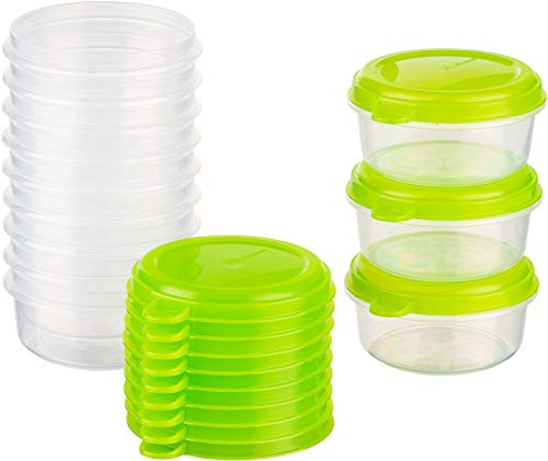 MiraHome Vorratsdosen Set 12x 0,125L rund grün – Perfekt zur Aufbewahrung & Organisation für Lebensmittel – Vorratsdosen mit Deckel Luftdicht – Gefrierdosen für Mealprep & Küche – Austrian Quality