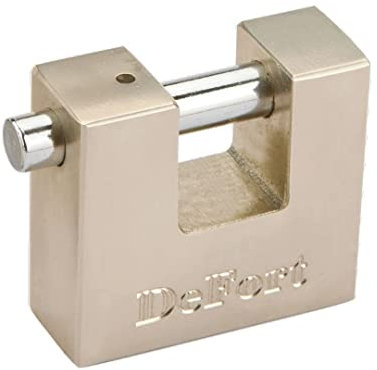 DEFORT Pin-Vorhängeschloss, Gehäuse 50 mm, 3 Schlüssel inklusive, (LxBxH) 50 x 45 x 20 mm, Bügel Ø 9 mm, Gusseisen-Vorhängeschloss, Messingschloss, 242 g