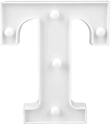 LED Deko Buchstaben - 22 cm A-Z - mit warmen Licht - Lampe beleuchtet Hinstellen Hochzeit Schriftzug Wort Love Home Batterie Lechtdeko Alphabet Ja Liebe Romantisch Wohnzimmer Bar Leuchtbuchstaben (T)