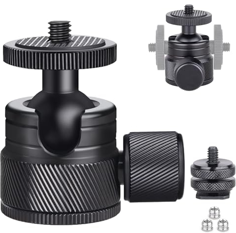 Mini-Kugelkopf, ARTCISE Ganzmetall-Mini-Stativ-Kugelkopf mit Abnehmbarer 1/4-Blitzschuhhalterung für Kamera, DSLR, Stativ, Monitor, Licht, maximale Belastung 3 kg