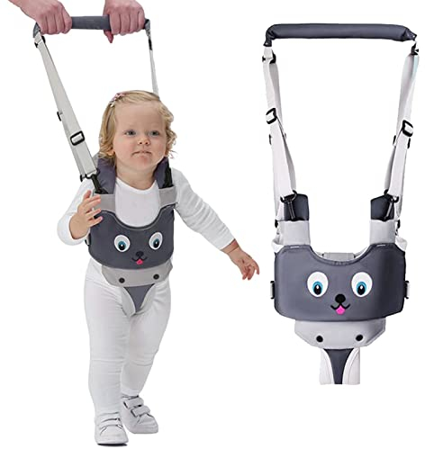 IULONEE Baby-Gehgeschirrgriff Verstellbarer Gehassistent für Kleinkinder Handgehaltenes Stehen und Gehen Lernhilfe Kleinkind-Gehgurt Zügel Kinder-Sicherheitsgeschirr 7-24 Monate (Grau)