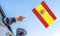 Oedim Pack 2 Banderas de España Con Palo de madera de 100cm | 67x45cm | Bandera Resistente al Agua