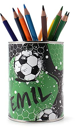 nikima Schönes für Kinder Tasse à crayons personnalisée avec nom - Sans crayons - Pot à crayons - Porte-stylo - Organiseur de bureau pour garçon