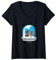 Damen Wuppertal Schneekugel mit Wahrzeichen Schneekugel T-Shirt mit V-Ausschnitt