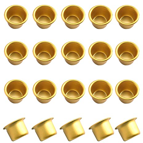 Dtoterul Kerzeneinsatz 20 Stück Mini Kerzeneinsatz Metall Gold Kerzeneinsatze Kerzentülle Kerzenhalter aus Metall Kerzenhalter Deko Kerzenständer für Stabkerzen