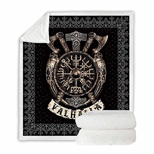 Kuscheldecken Wikinger keltischer Knoten Nordeuropa Mythos Pirat Schild Wohndecken 150x200 cm Dicke kuscheldecke Winter warm Sofadecken Flauschige Flanell Schlafdecke für Erwachsene Kinder