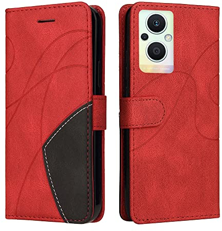 XITEN Cover Protettiva per Oppo Reno 8 Lite 5G(Reno8 Lite) Case, retrò Cellulare Custodia Libro Antiurto in Flip Pelle PU/TPU, Portafoglio Flip Magnetica, Rosso