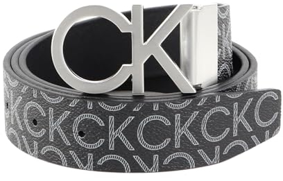 Calvin Klein Herren Gürtel New Mono Belt 3,5 cm Kunstleder, Schwarz (Black Monogram), 115 cm