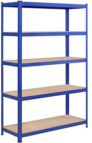 Abician Étagère Charge Lourde 875kg Étagère de Garage Rangement 5 Niveau Réglables Cadre en Métal 180 x 120 x 45cm Bleu