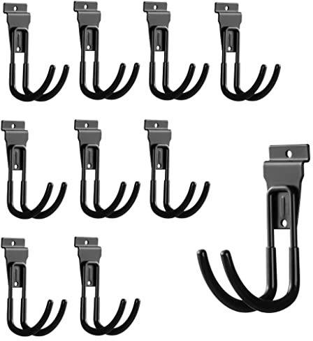 PYBTOOL Große J Slatwall Haken, strapazierfähig, Slatwall-Zubehör, Lamellenwand-Haken, Garagen-Slatwall-Haken und Aufhänger für Gartenschlauch, Schwarz, 10 Stück